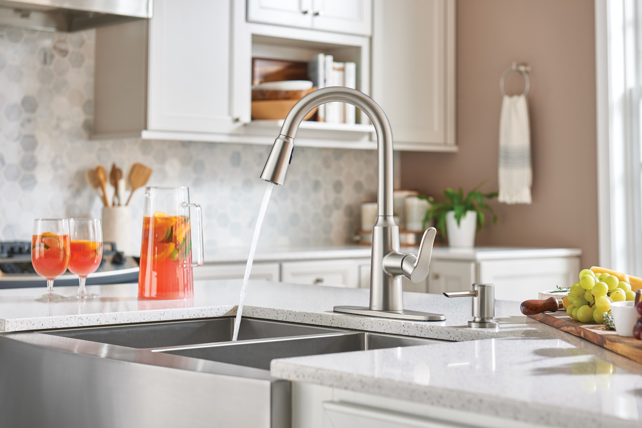 Edwyn High Arc Pull Down Kitchen Faucet with One Handle - Modern Brushed Nickel Finish for Easy Dishwashing and Food Prep