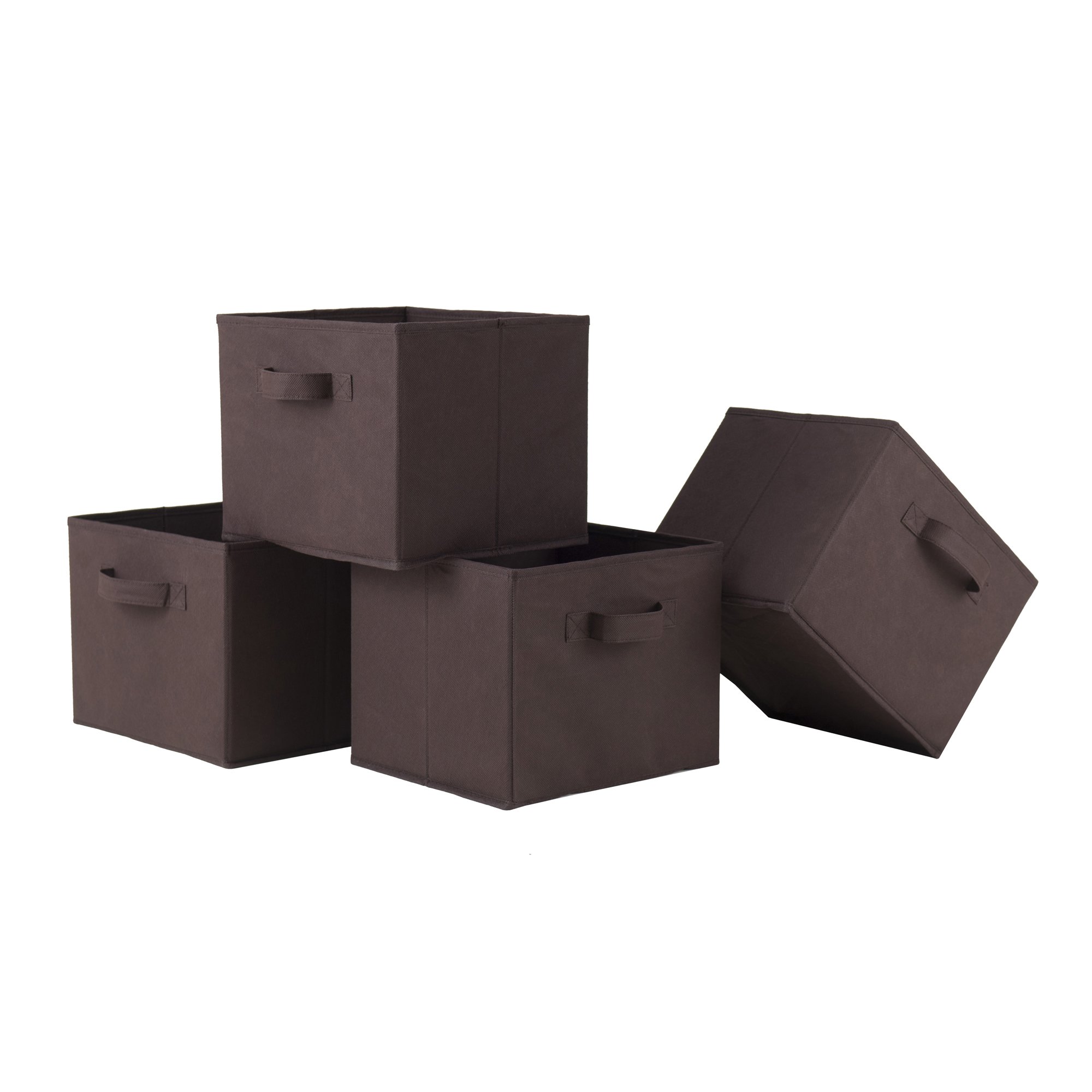 Winsome Timothy 5-Piece Storage Set - 2x2 Grid Shelf with 4 Fabric Baskets | Modern Home Organization for Bedroom, Bathroom & Living Room