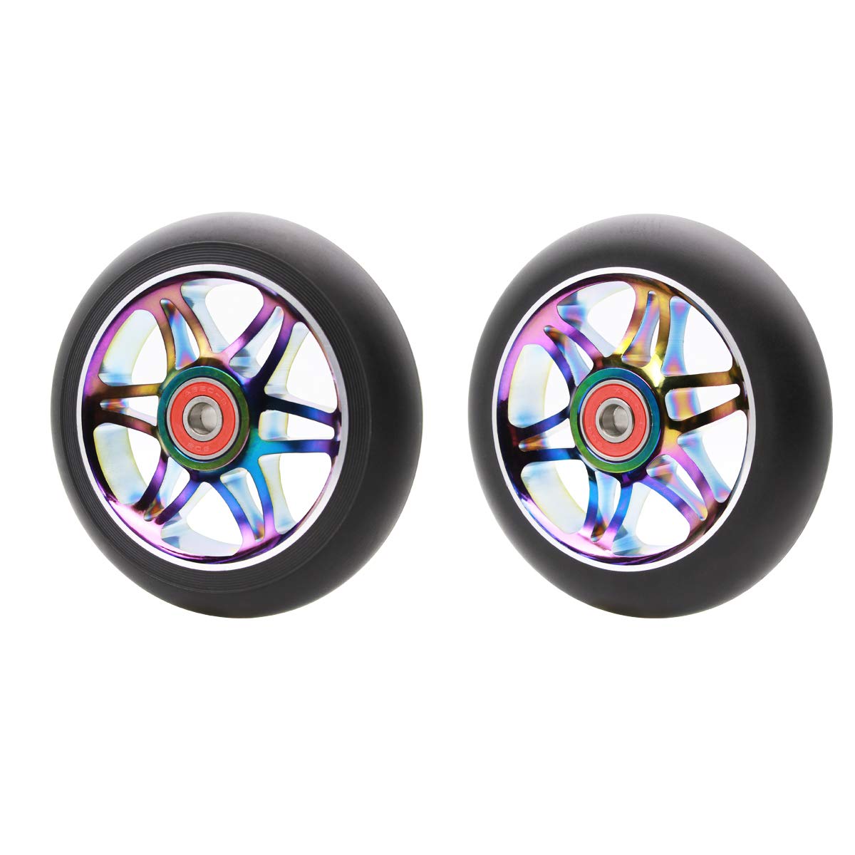 Z-FIRST 2Pcs 110mm Pro Scooter Wheels with ABEC 9 Bearings - Replacement Wheels for MGP/Razor/Lucky Envy/Vokul Scooters - Durable & Smooth Ride for Street Tricks & Park Stunts