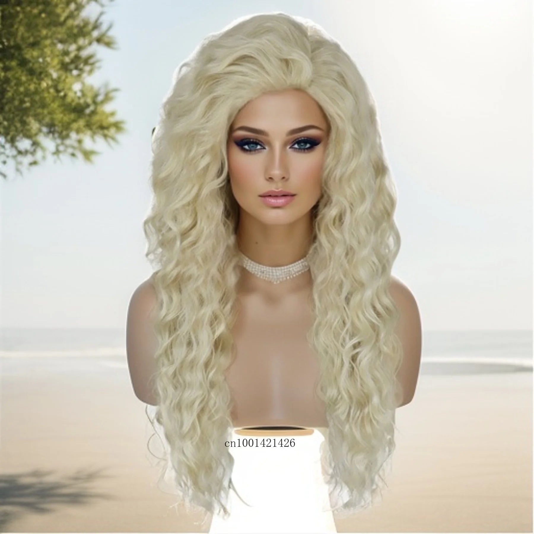 Ash Blonde Synthetic Long Curly Wig for Women - Fluffy Ombre Wavy Hairpiece for Costume, Carnival & Party | Everyday Wear & Cosplay