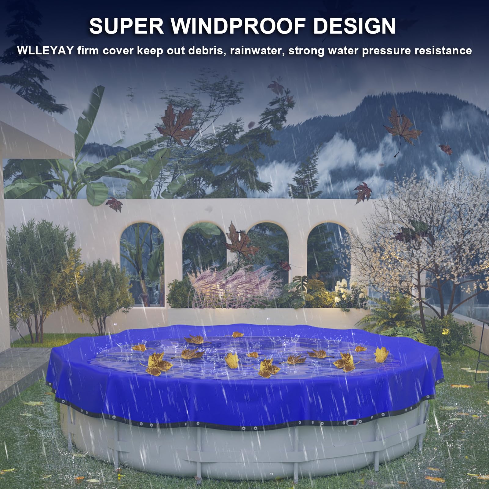 Upgraded 24 ft Round Winter Pool Cover for Above Ground Pools - Extra Thick, Durable Swimming Pool Protection Cover with Encryption Grommets, Cold & UV Resistant - Includes Premium Winch & Cable (Perfect for Winterizing and Protecting Your Above Ground Pool from Debris, Harsh Weather, and Sun Damage)