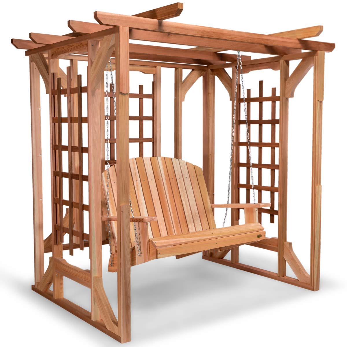 All Things Cedar PO72s Pergola Swing Set - Outdoor Wooden Garden Swing for Patio, Backyard, and Relaxation - Perfect for Lounging, Reading, and Enjoying Nature