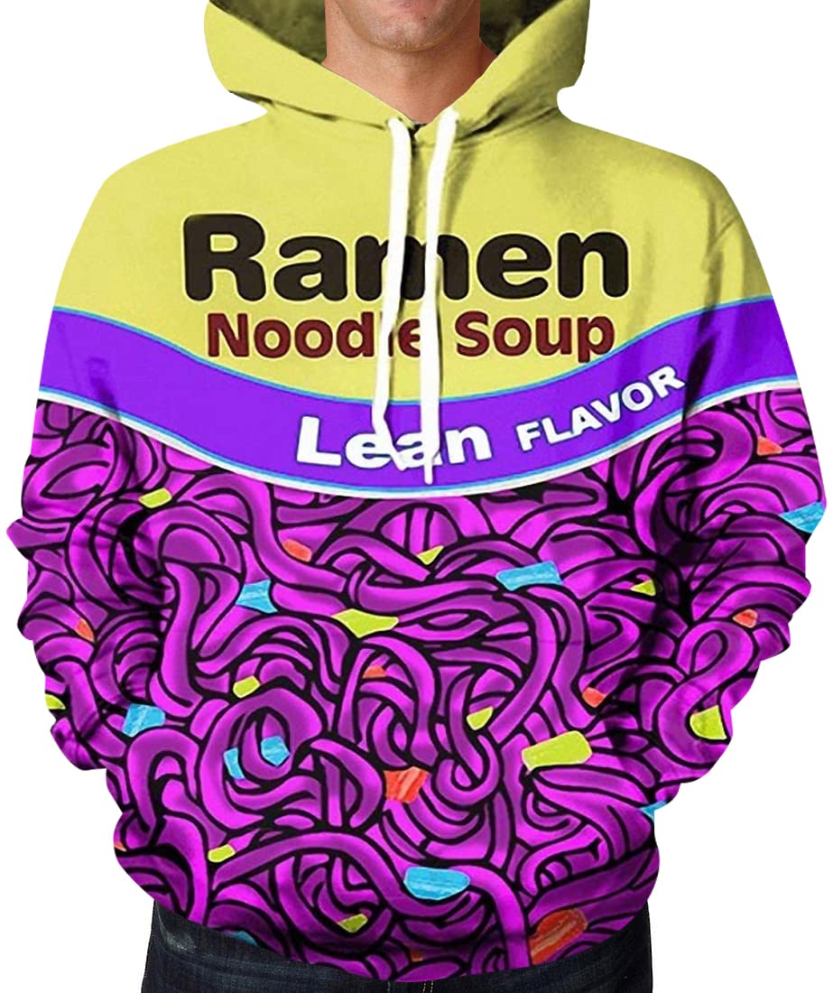 JOOCAR Unisex 3D Print Funny Ramen Noodle Soup Hoodie - Soft Cotton Pullover Hooded Sweatshirt for Men & Women | Perfect for Casual Wear, Street Fashion & Anime Lovers