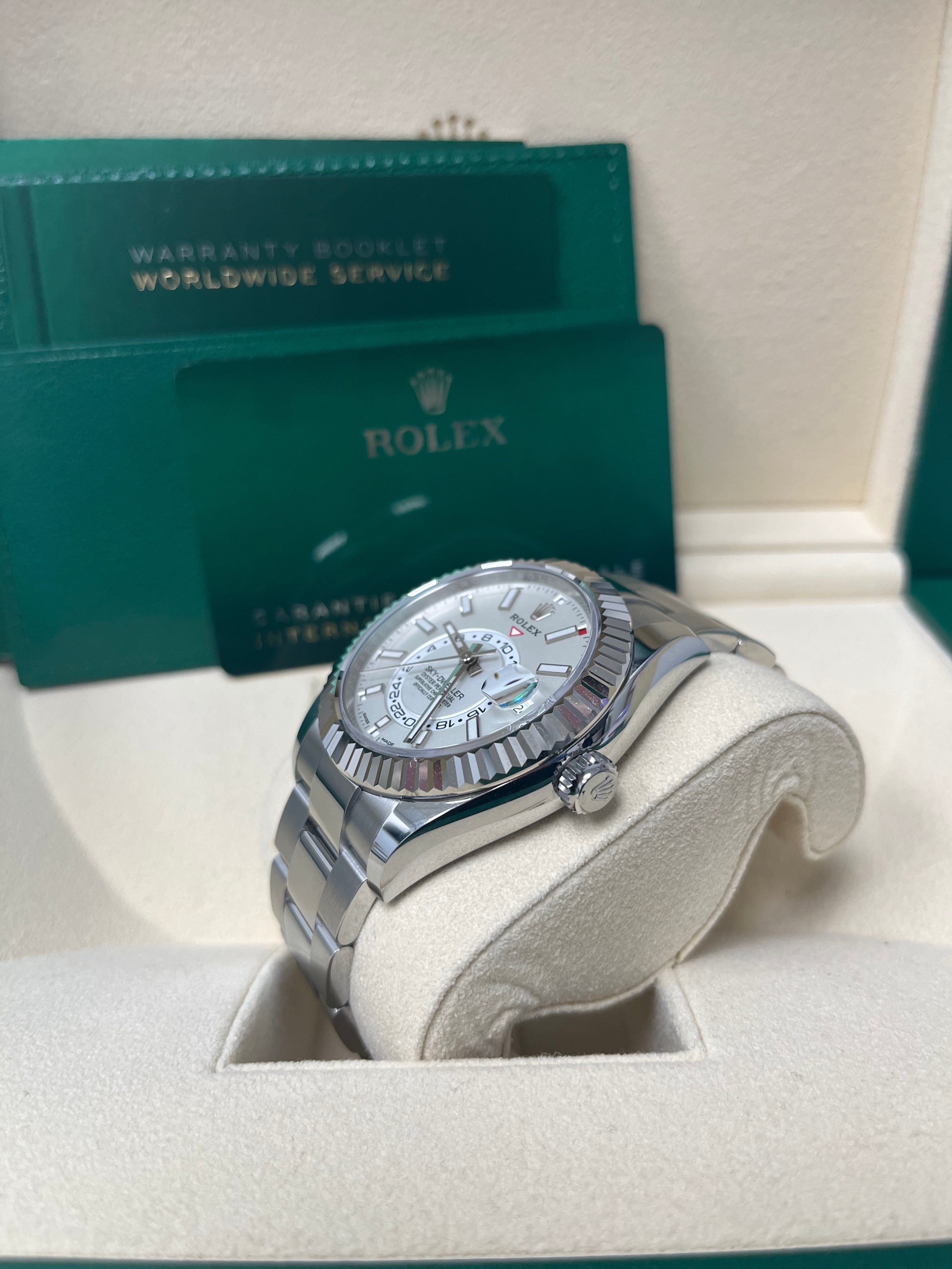 Rolex Sky Dweller 42mm White Gold & Steel Watch with White Index Dial & Oyster Bracelet (Ref# 326934) - Luxury Dress Watch for Business & Formal Occasions