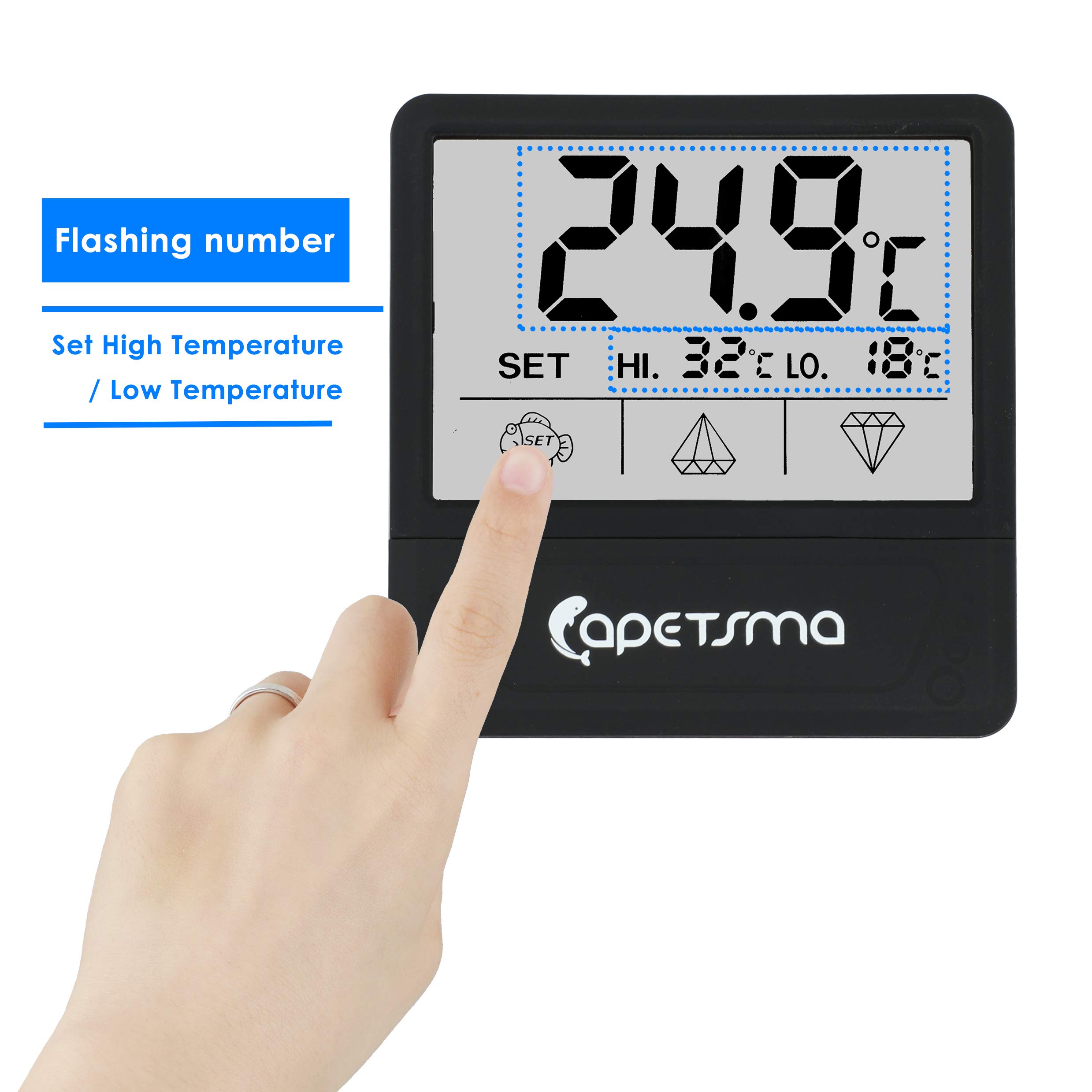 Digital Aquarium Thermometer with LCD Display - Accurate Fish Tank Temperature Sensor for Reptiles & Terrariums