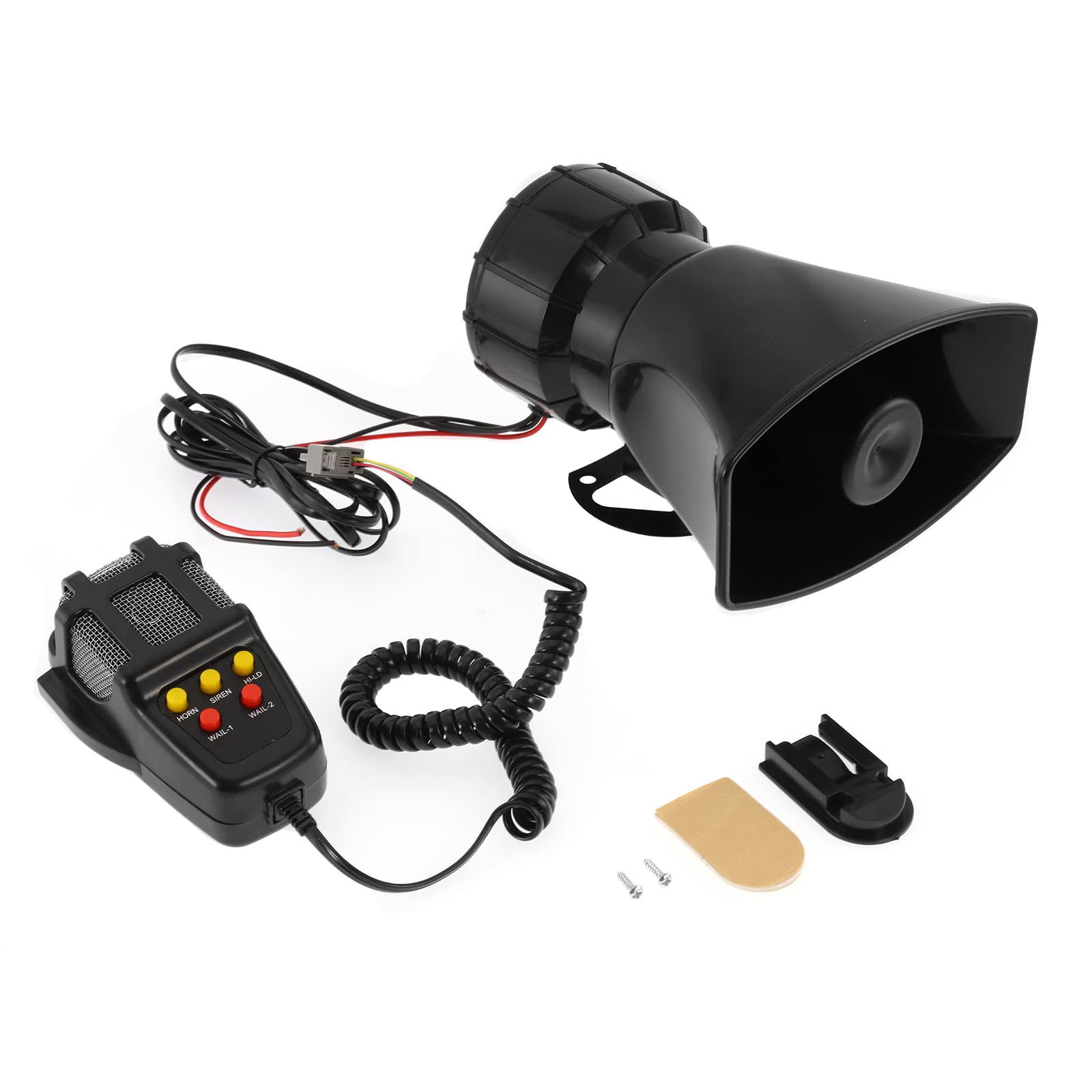 5-Tone Patrol Car Siren Horn with 100W PA Speaker System & Microphone - Emergency Vehicle Siren for Police, Security, and First Responders - Ideal for Law Enforcement, Traffic Control, and Emergency Situations