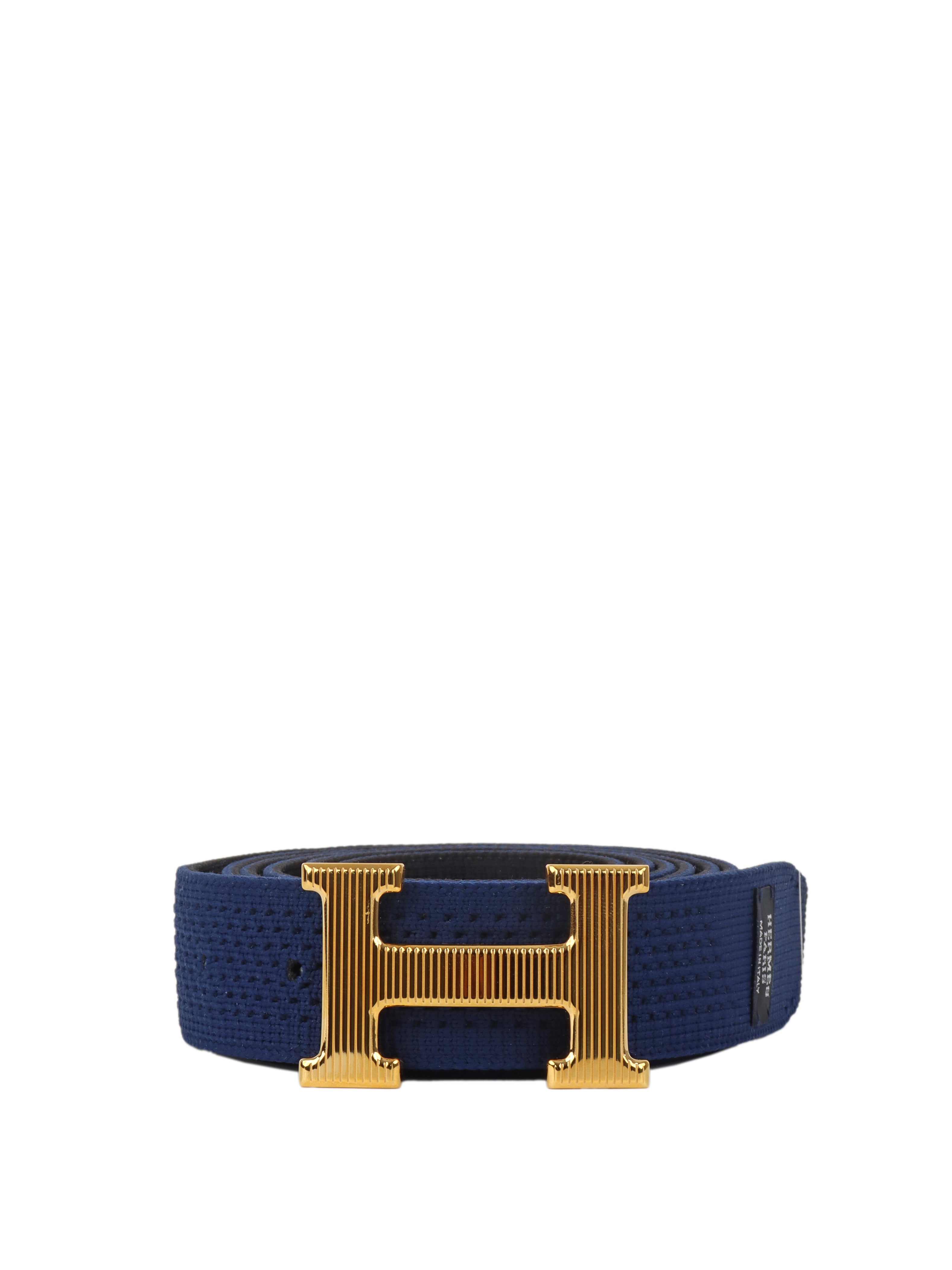 Hermes H Stripe Blue & Black Sprint Band Belt for Men & Women | Stylish Adjustable Waist Belt for Casual & Formal Outfits | Perfect for Office, Parties & Everyday Wear