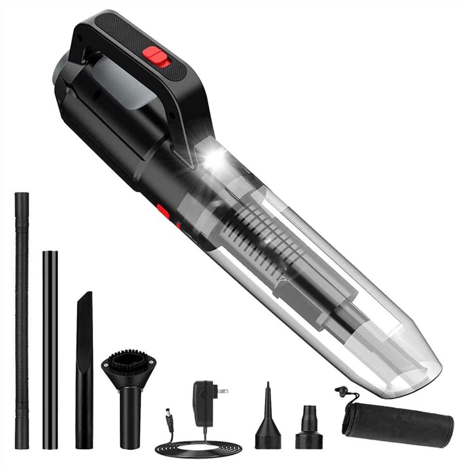 Powerful 6000PA Handheld Car Vacuum Cleaner - 120W Wireless Portable Vacuum with LED Light for Wet & Dry Cleaning | Ideal for Car Interior Detailing, Home & Office Use