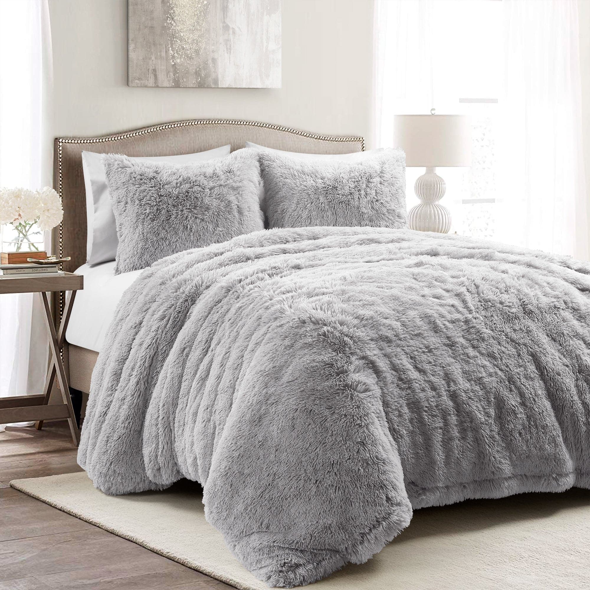 Emma Faux Fur Duvet Cover 3 Piece Set - Soft Luxury Bedding Set for Winter, King/Queen Size - Cozy Bedroom Decor for Master Bedroom & Guest Room