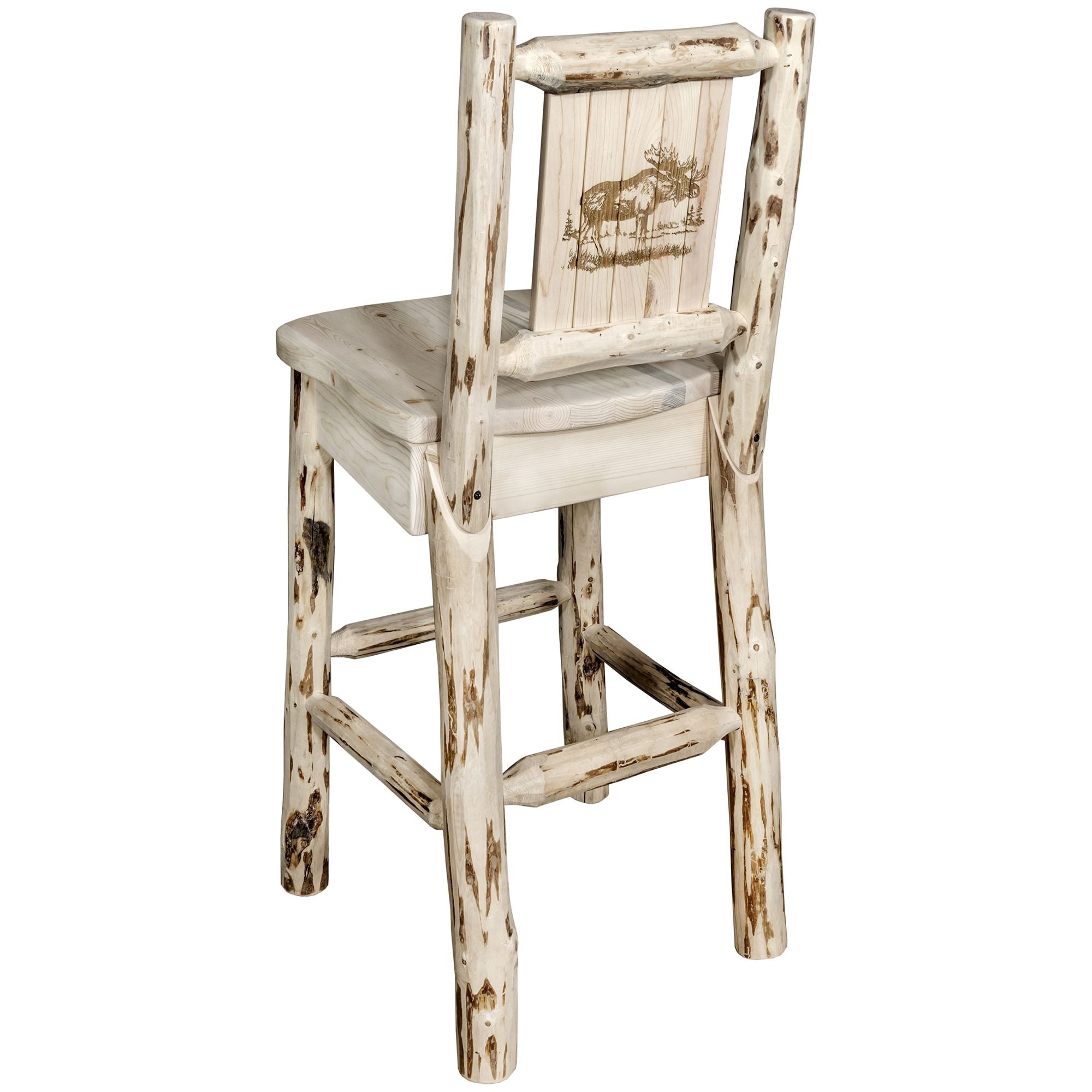 Montana Barstool Back with Laser Engraved Design - Rustic Western Style Bar Stool Backrest for Home & Saloon Decor
