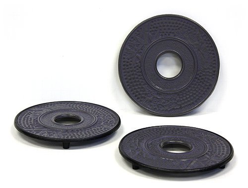Hues & Brews 3-Piece Cast Iron Trivet Set - Amethystone - Heat Resistant Kitchen Trivets for Hot Pots & Pans - Perfect for Dining Tables, Countertops & Outdoor Cooking