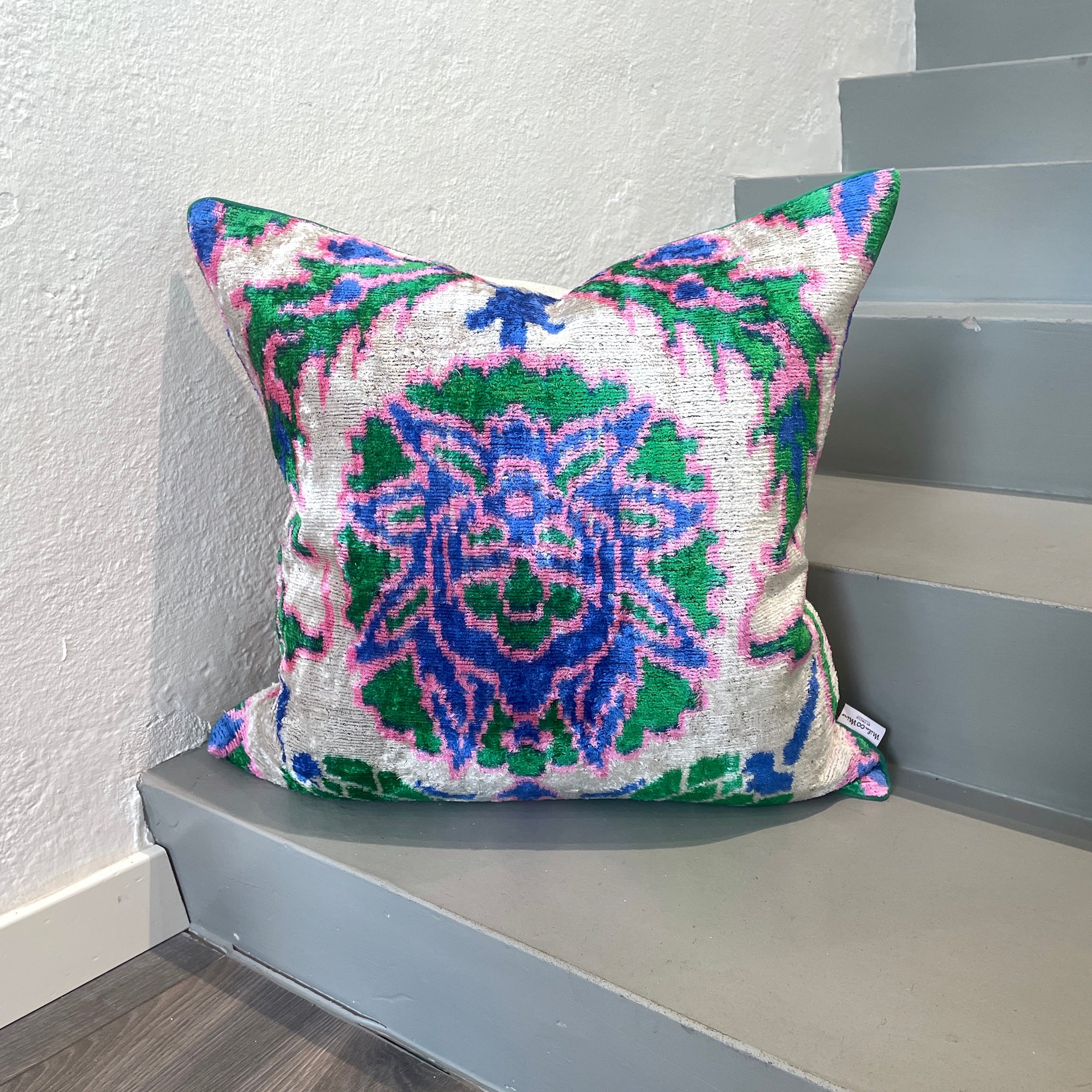Velvet Ikat Cushion Foxie - Soft Decorative Throw Pillow for Sofa, Bed & Home Decor | Luxury Velvet Pillow Cover with Fox Design | Perfect for Living Room, Bedroom & Nursery Decor
