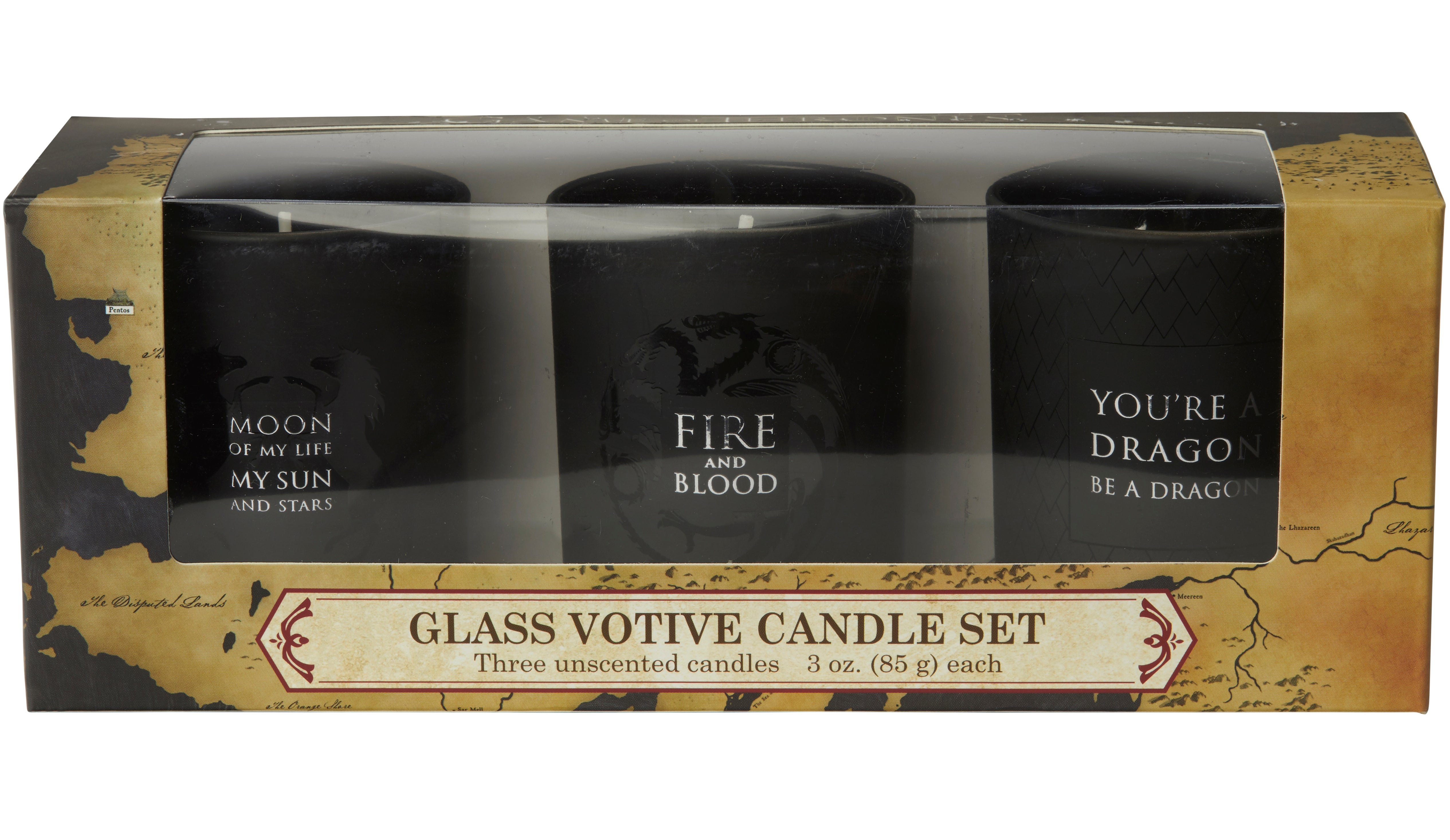 Game of Thrones Glass Votive Candle Holder Set - 6 Pack Dragon Egg Inspired Tea Light Candles for Home Decor, Wedding Centerpieces & GOT Themed Parties