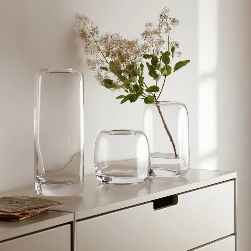 LSA International Handmade Glass Melt Vase - Modern Decorative Centerpiece for Home, Wedding, and Event Decor