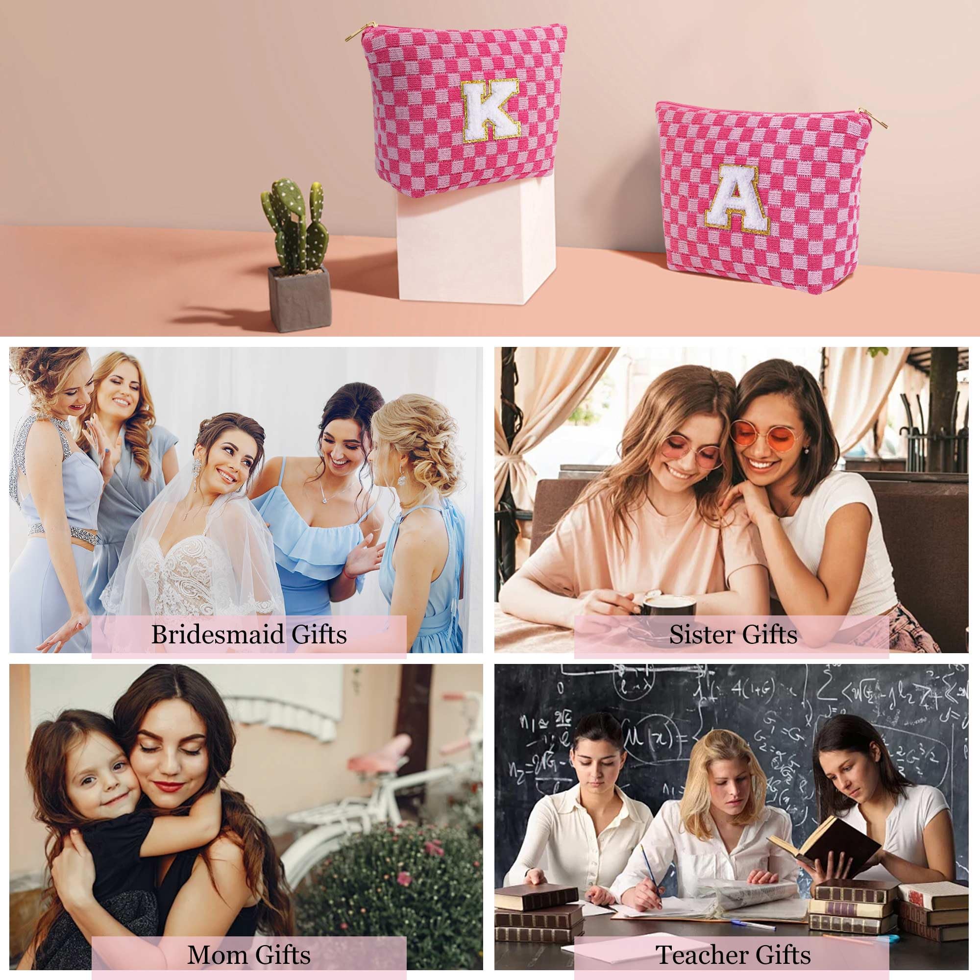 YOOLIFE Personalized Makeup Bag for Women - Large Capacity Cosmetic Pouch with Pockets, Best Birthday Gift for Friends, Female Travel Toiletry Case (Pink) - Perfect for Travel, Daily Use & Gift Giving