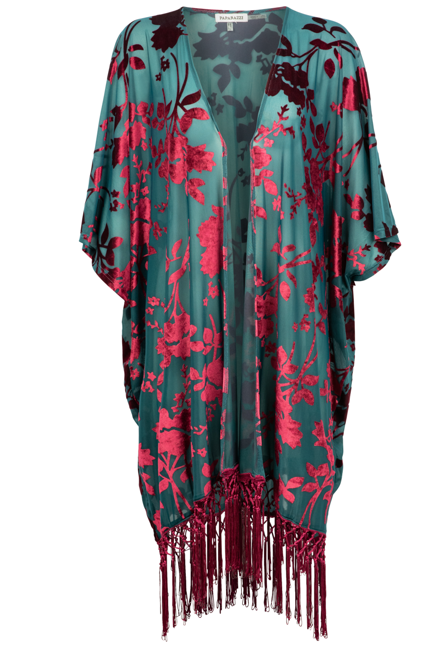 Elegant Floral Velvet Kimono Robe for Women - Soft & Luxurious Loungewear for Spa, Beach, and Home Relaxation