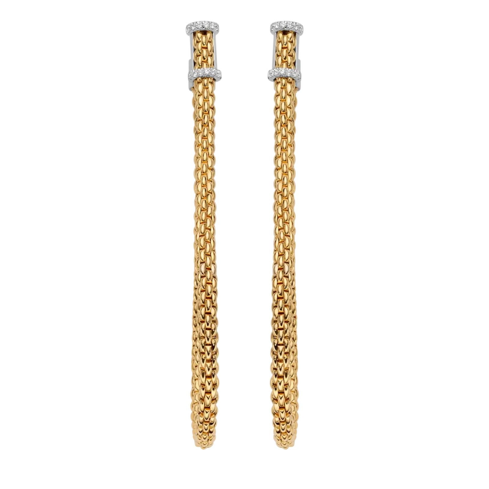 18ct Yellow & White Gold Diamond Hoop Drop Earrings - Elegant Dangle Earrings for Women - Perfect for Weddings, Parties & Special Occasions