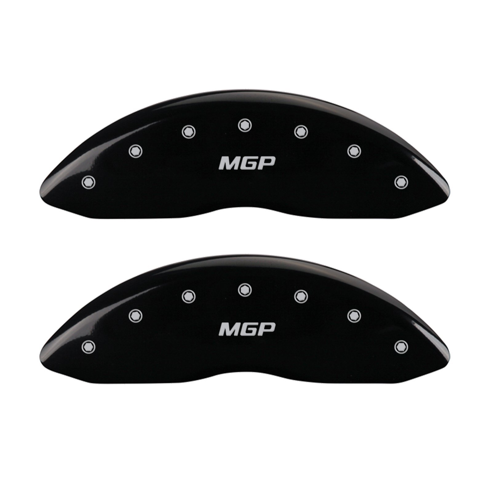 MGP Caliper Covers 10005SMG PBK - Black Brake Caliper Covers with Silver Engraving (Set of 4) for Car & Truck Customization - Upgrade Your Vehicle's Style & Protection