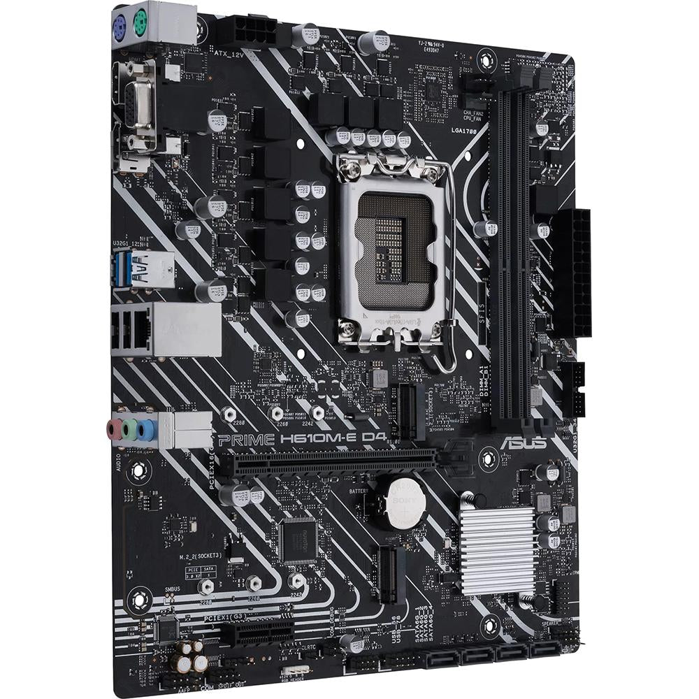 ASUS PRIME H610M-E D4 CSM LGA 1700 Micro ATX Motherboard - Intel 12th/13th Gen CPU Support, DDR4 RAM, PCIe 4.0 - Ideal for Gaming PC, Home Office & Small Business Workstations