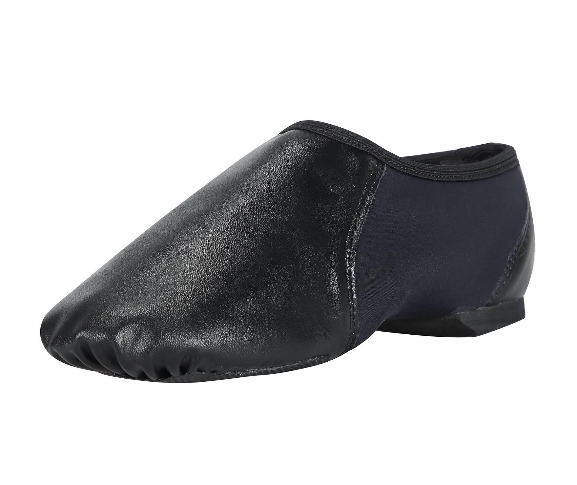 Linodes PU Leather Jazz Dance Shoes Slip-On with Circle Elastic for Girls & Boys - Toddler, Little Kid, Big Kid - Perfect for Ballet, Jazz, Tap & Dance Classes