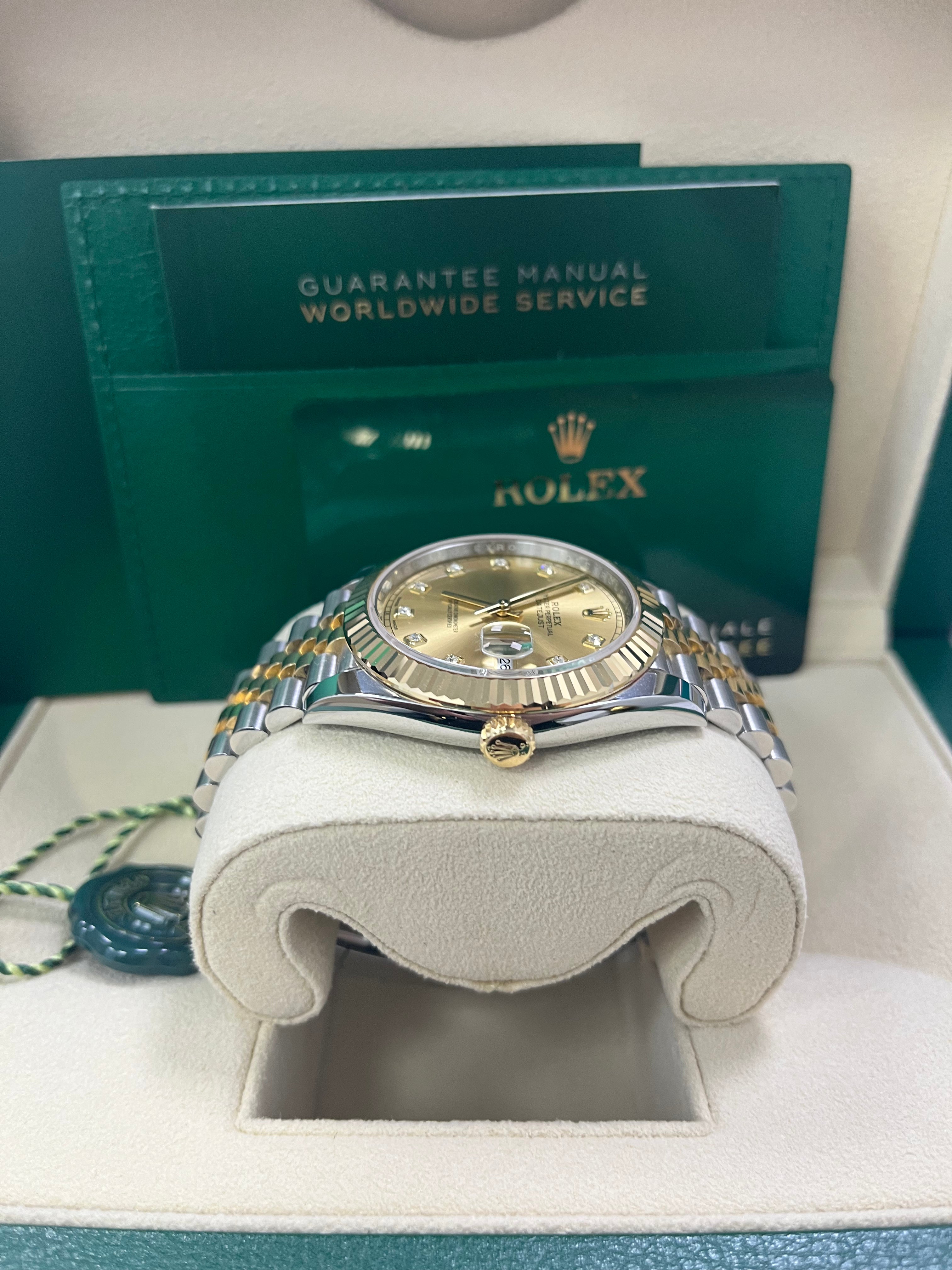 Rolex Datejust 41 Men's Watch - Champagne Diamond Dial, Stainless Steel & Yellow Gold (Ref.126333) | Luxury Dress Watch for Business & Formal Occasions