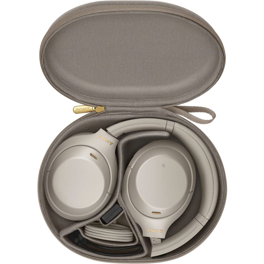 Sony WH-1000XM4 Wireless Noise Canceling Over-Ear Headphones with Built-in Mic, Alexa Voice Control, Hi-Res Audio - Silver (Includes USB Charger & Cleaning Cloth) - Perfect for Travel, Work & Home Office Use