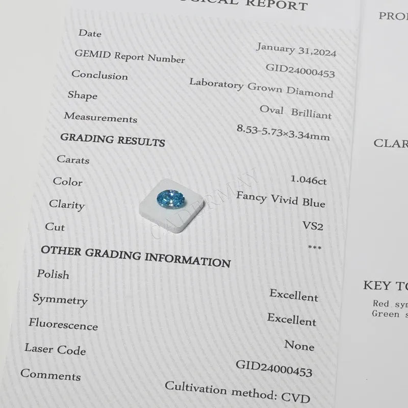 Oval Shape Blue CVD Lab Grown Diamond Loose Stone - SI1 Clarity with Certificate | Wedding Jewelry Making, Engagement Rings & Fine Jewelry Design