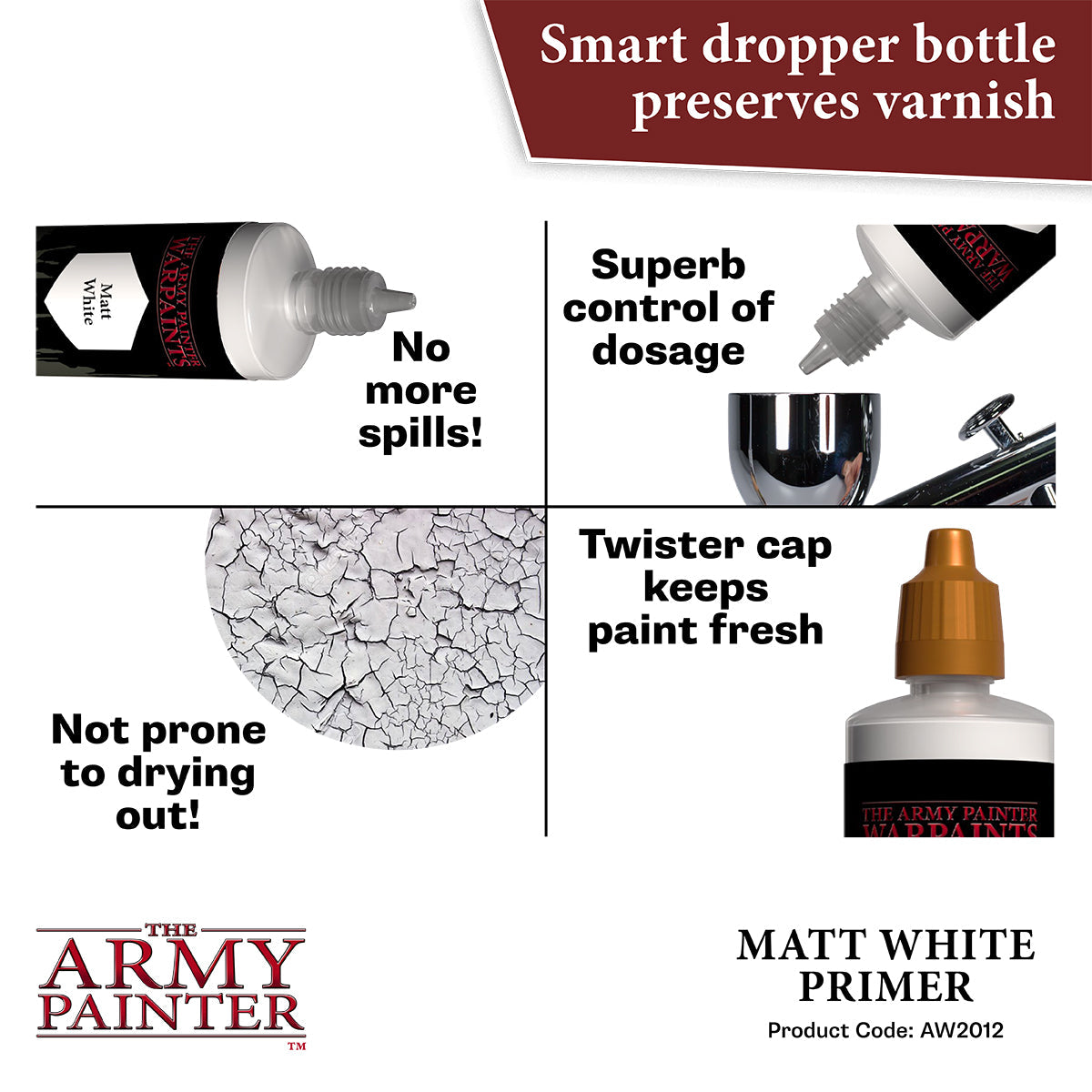 Warpaints Air Matt White Primer - 100ml for Miniature & Model Painting - Perfect for Warhammer, D&D, and Scale Models