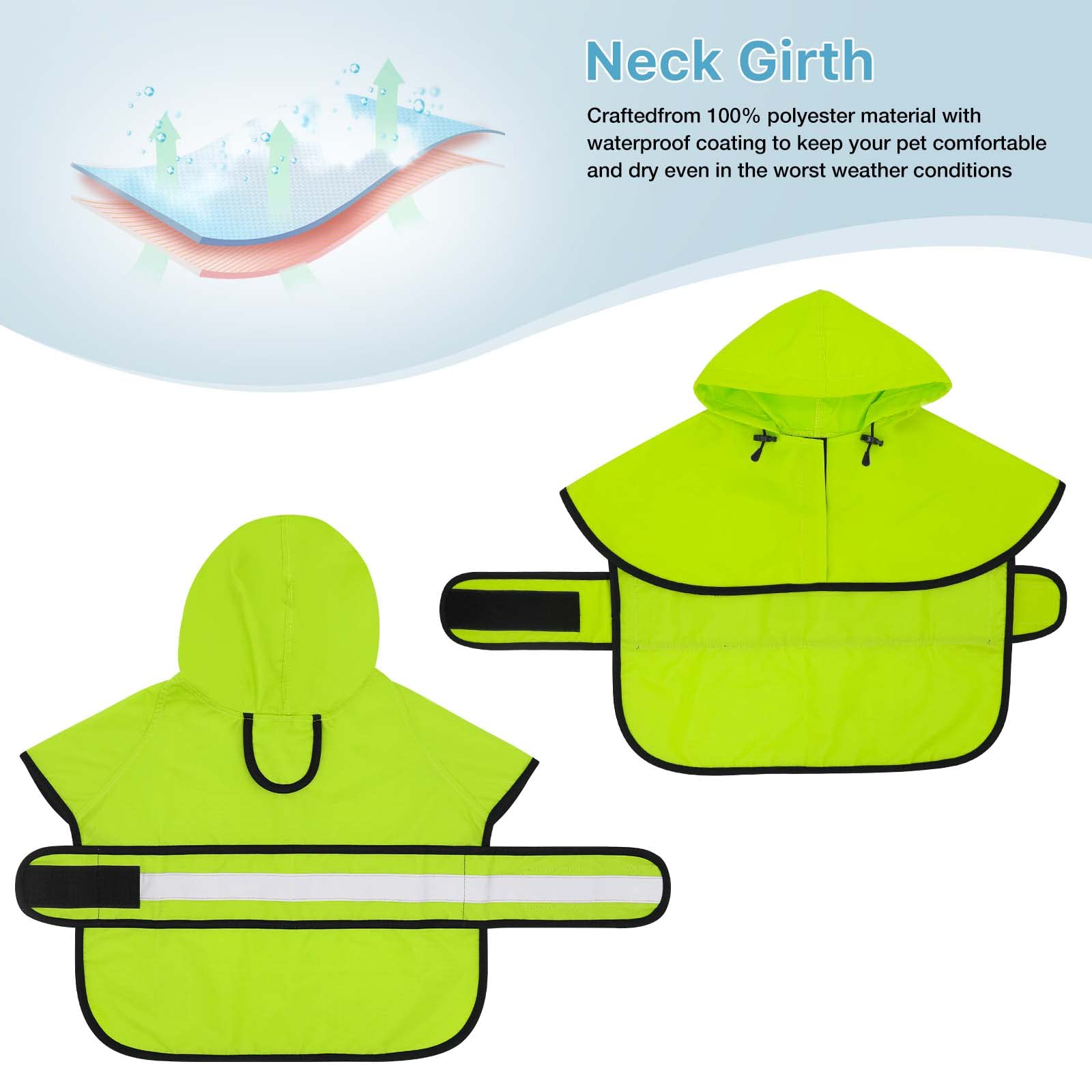 Reflective Dog Raincoat - Waterproof Hooded Jacket for Small to Large Dogs (Green) - Perfect for Outdoor Walks