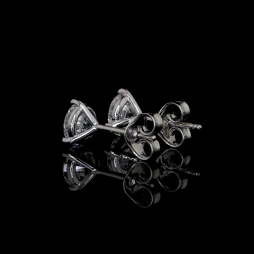 1.01 Carat Lab Grown Round Diamond Earrings - F Color VS2 Clarity - 14K White Gold Martini Stud Earrings for Women - Perfect for Weddings, Anniversaries & Special Occasions
