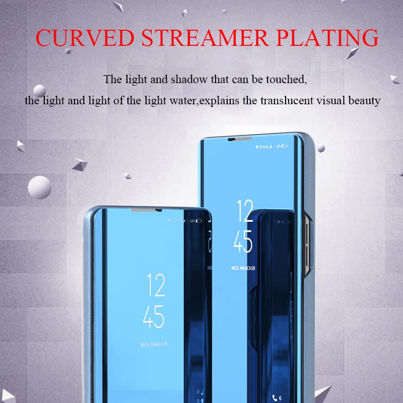 Premium Luxury View Smart Display Case for Samsung Galaxy A23 4G/5G - Ultra Thin Wireless Charging Compatible Phone Cover (QH Blue) - Perfect for Home, Office & Travel Protection