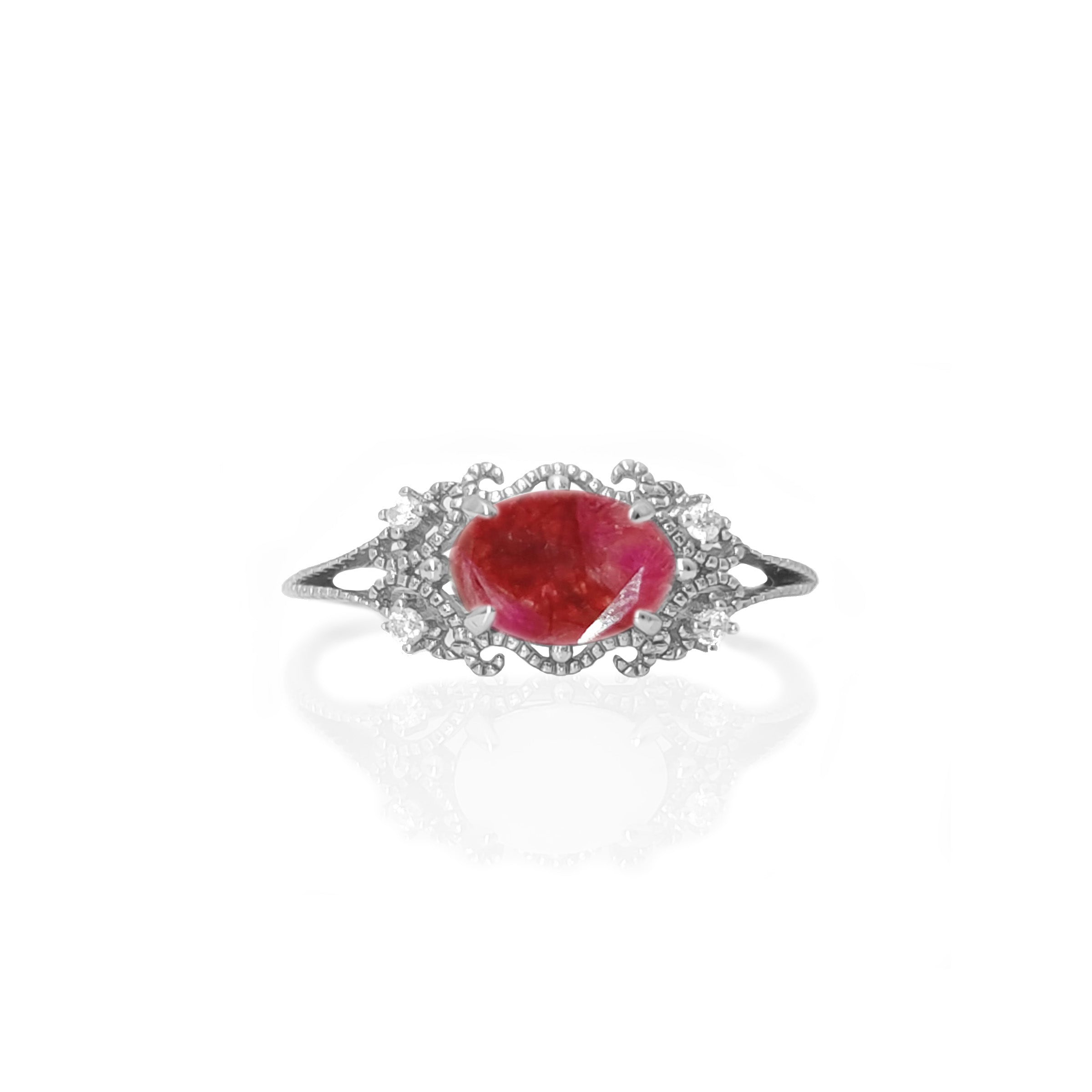 Elegant Solid Gold Lace Oval Ring for Wedding, Funeral & Special Occasions - Dried Flower Halo Design for Bridal, Memorial & Gift Giving