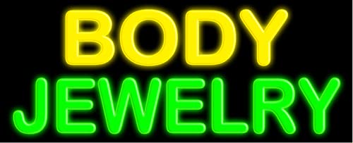 Body Jewelry Glass Neon Sign #10510 - Handmade in USA - Perfect for Tattoo Shops, Nightclubs & Home Decor