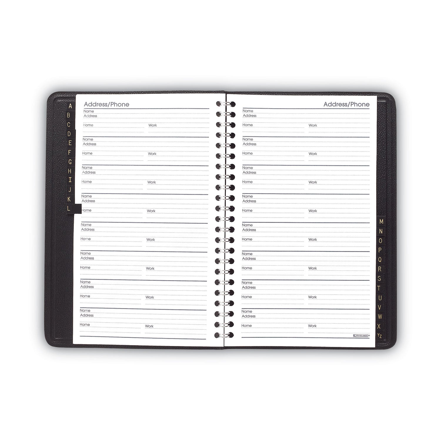 AT A GLANCE® Telephone and Address Book - 4.78 x 8 Inches, Black Simulated Leather, 100 Sheets - Perfect for Home, Office & Business Contact Organization