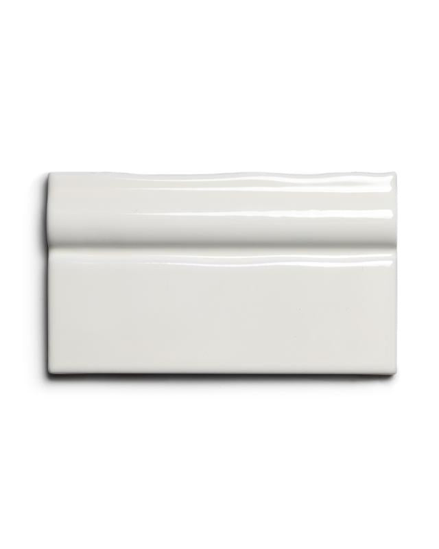 Kakel Mayfair Ivory White Finish Molding 7.5 x 13 cm Smooth Light Wave - Perfect for Bathroom & Kitchen Tile Edging