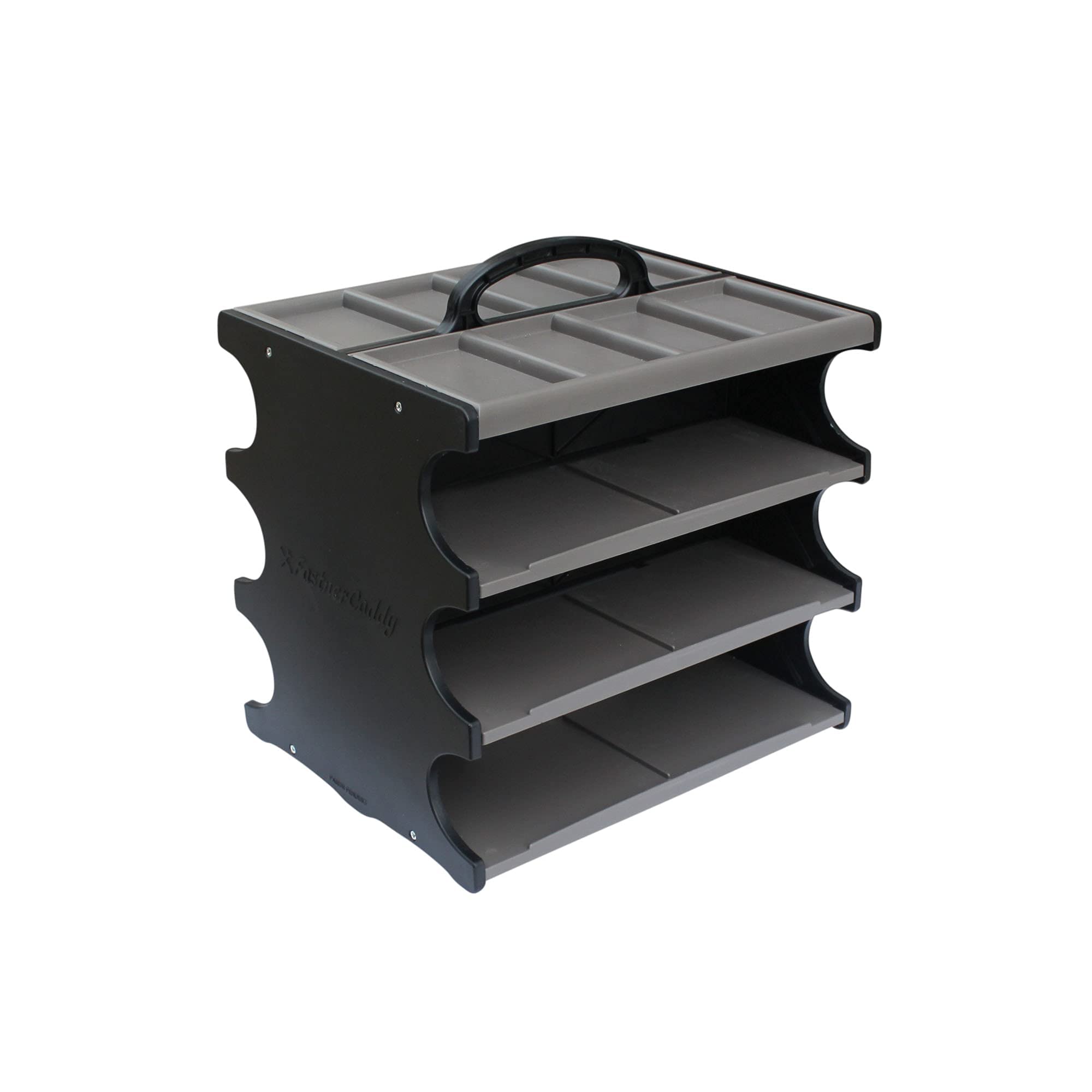 Portable Hardware Organizer with Handle - Stackable Screw and Nail Storage Caddy - Holds 12 Standard 1lb Boxes of Screws, Nails & Fasteners - Durable Workbench Organizer Bins for Garage, Workshop & DIY Projects