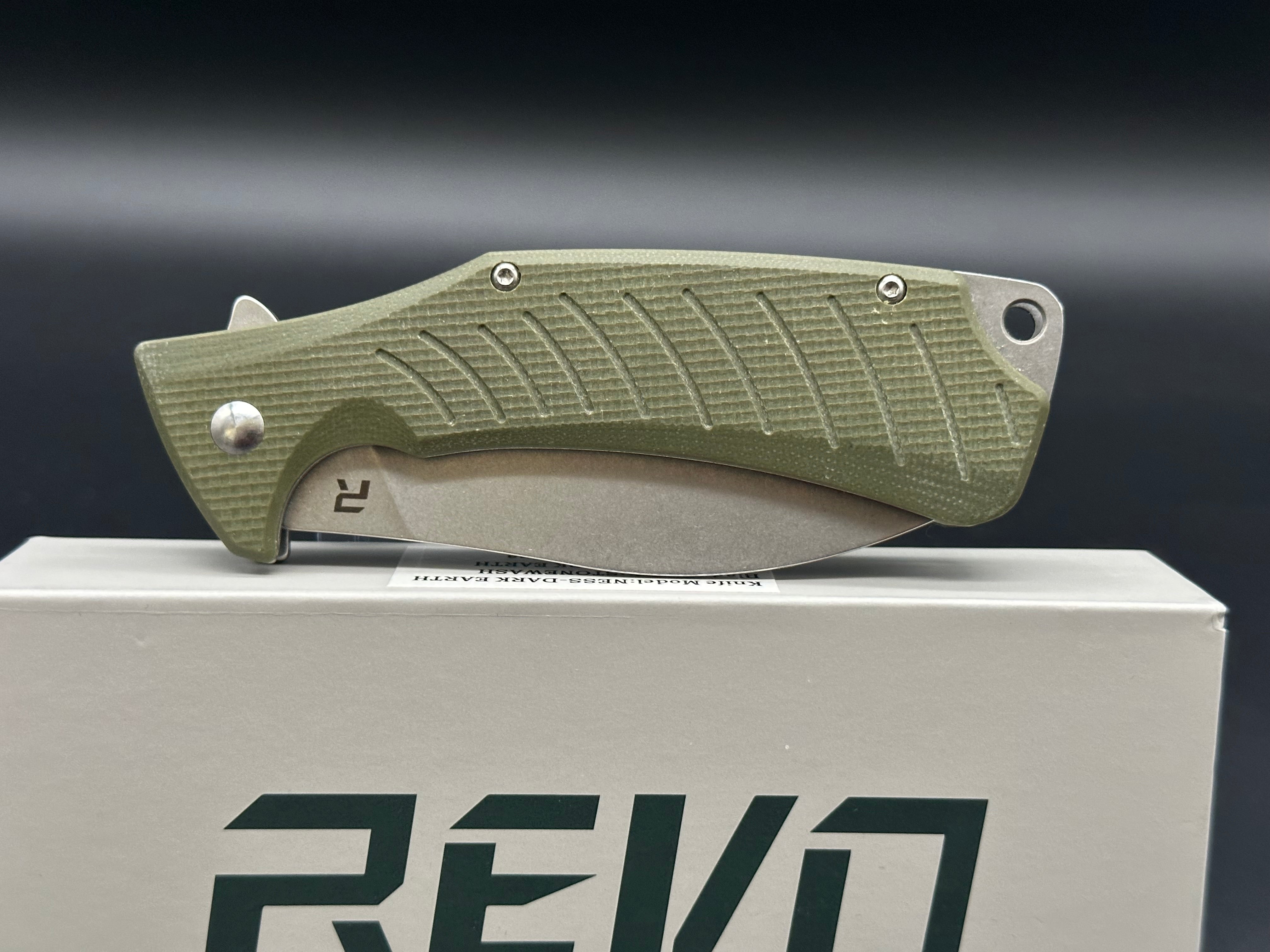 Revo Ness OD Green G10 Handle Folding Knife with D2 Steel Blade - Perfect for Camping, Hiking & Outdoor Survival