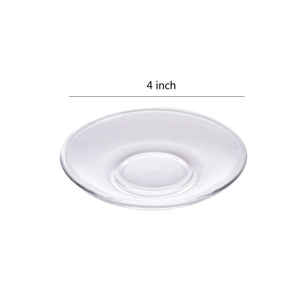 Sizikato 6-Piece Clear Glass Snack Plates - 4 Inch Small Dessert Plates for Restaurants, Tea Parties & Home Decor - Perfect for Serving Cakes, Cookies, Tea Bags & Table Decoration