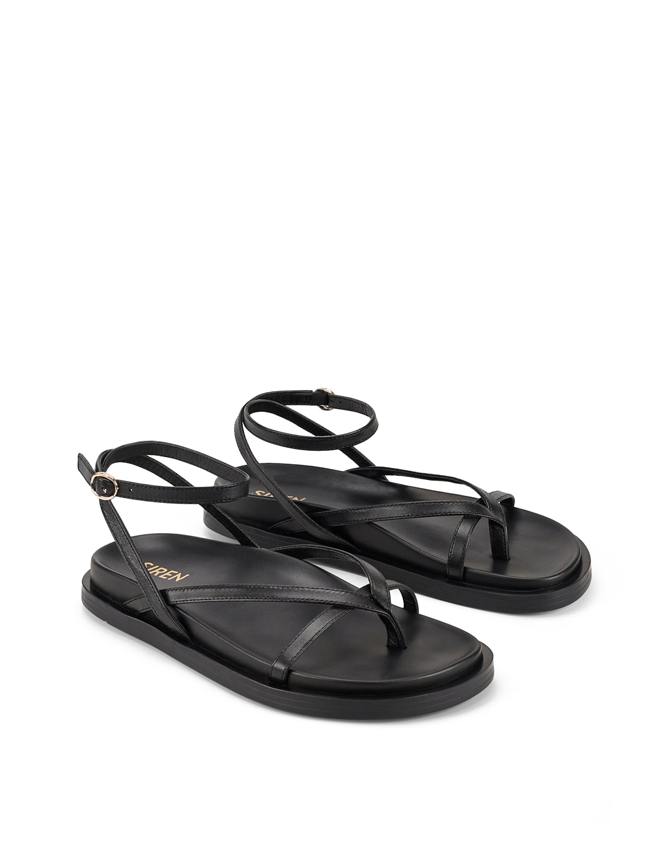 Lawrence Comfort Footbed Sandals - Black Leather Women's Slide Sandals for Walking, Beach & Casual Wear