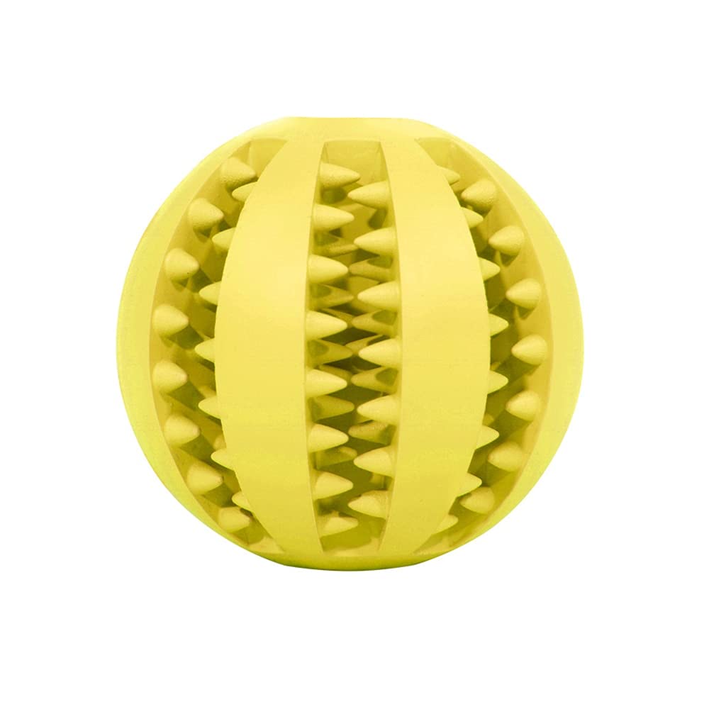 **Durable Rubber Dog Chew Toys for Small & Large Dogs - Interactive Ball for Teeth Cleaning & Play - Elastic & Safe Puppy Toy (Yellow, 5cm) - Perfect for Indoor & Outdoor Fun**