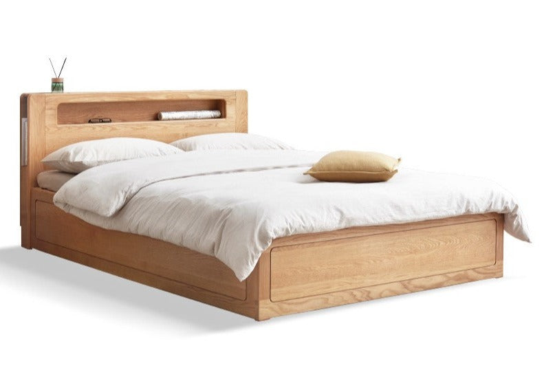 Premium Oak Solid Wood Luminous Box Bed - Durable Nightstand with Glow-in-the-Dark Features for Bedroom, Guest Room, and Kids Room Decor