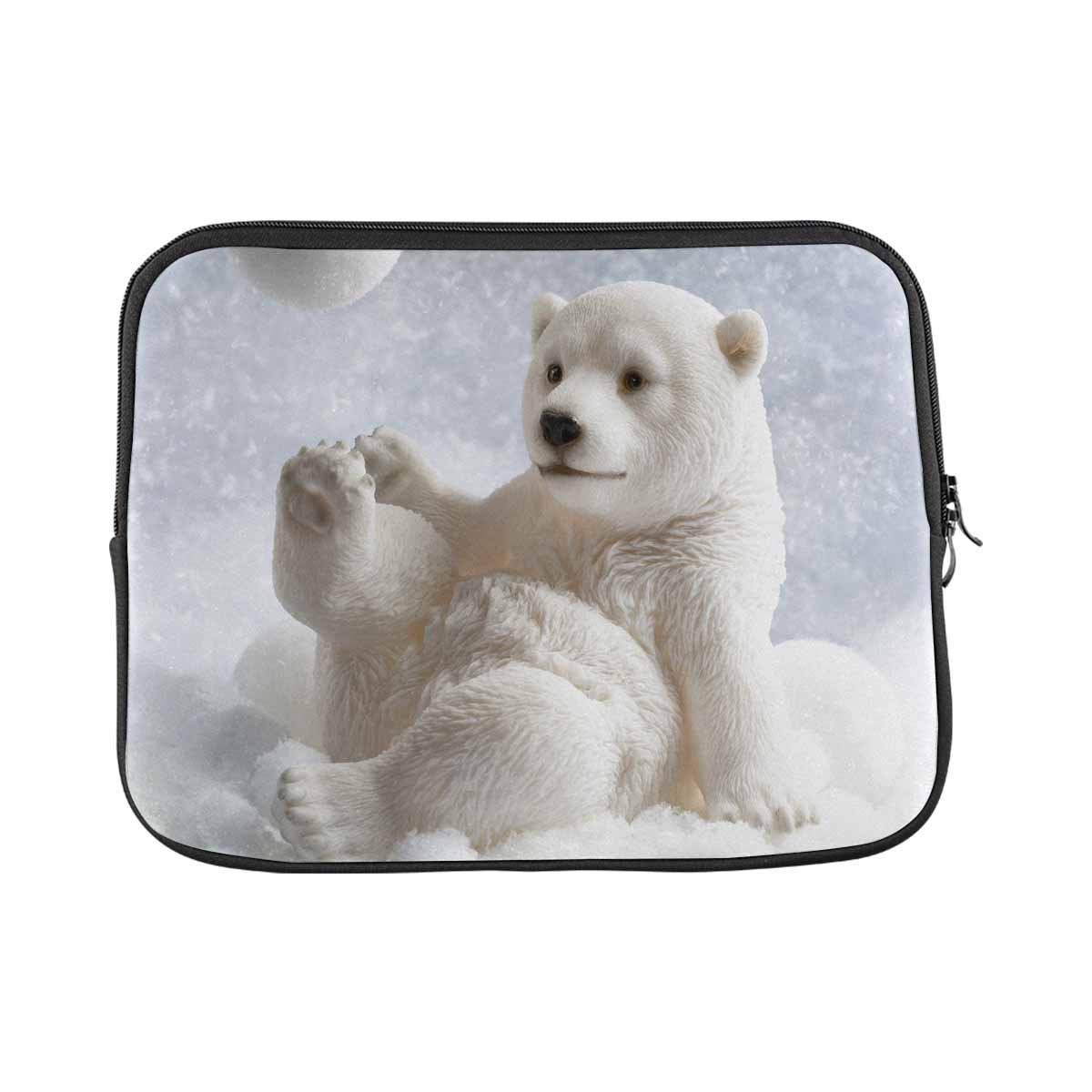 Funny Polar Bear Playing Snowball Laptop Sleeve - Cute Animal Neoprene Protective Case for 15.4 & 15.6 Inch MacBook/Notebook - Perfect for Work, School & Travel