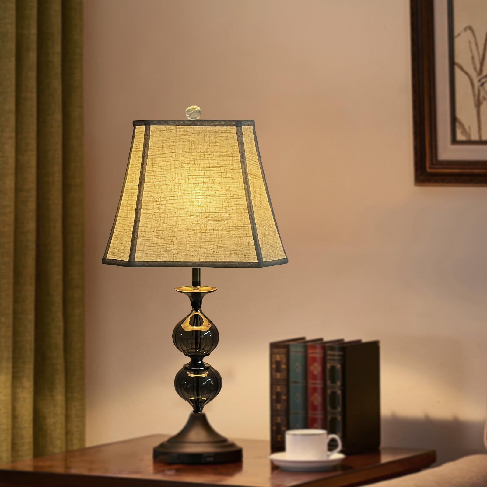 TOOTOO STAR 6x9 to 11x14 Inch Linen Lamp Shade - Bell Cut Corner Design for Table & Floor Lamps - Replaceable Fabric Lampshade - Perfect for Living Room, Bedroom & Office Decor