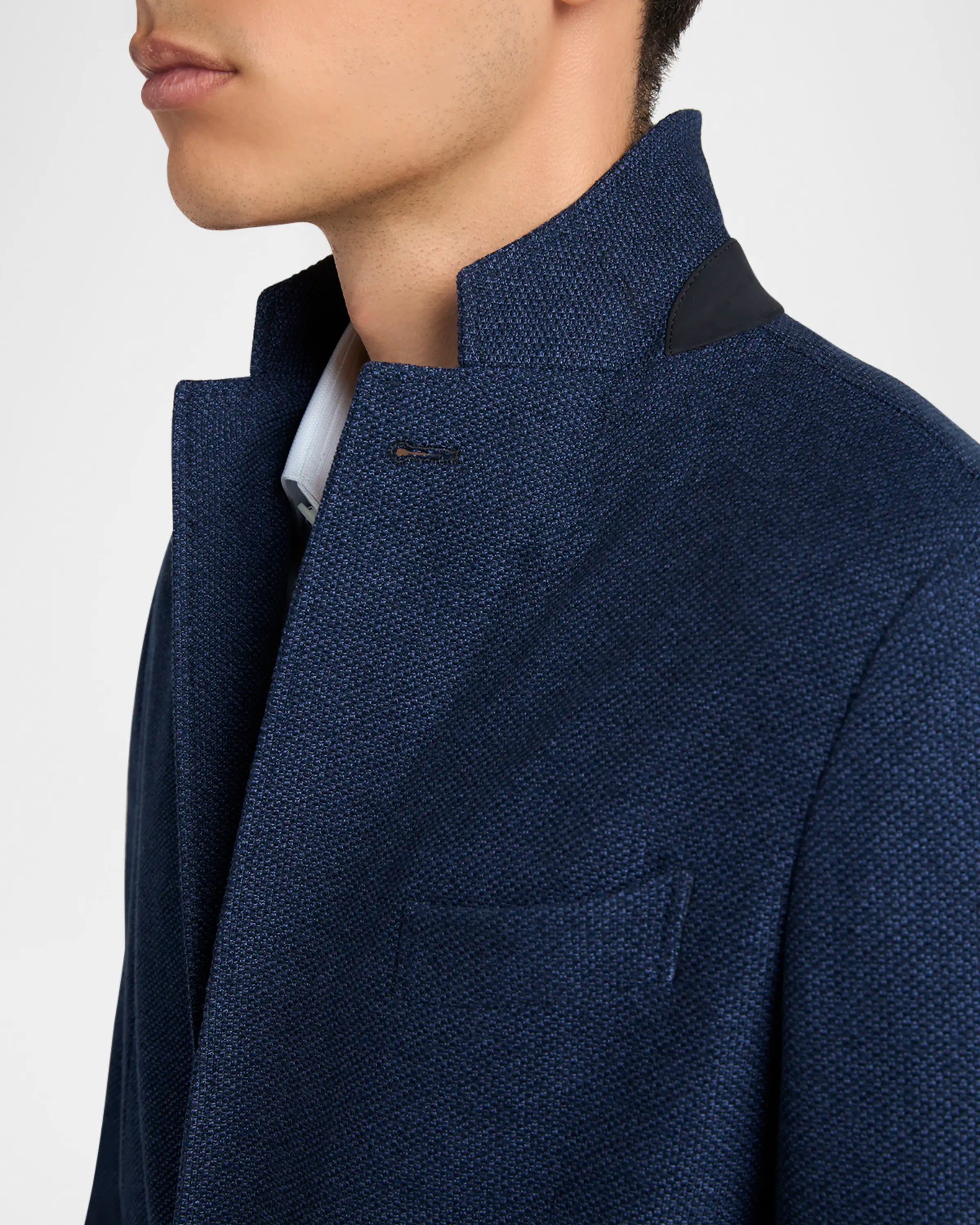 ZEGNA Navy Blue Jersey Jacket for Men - Lightweight Casual Blazer for Business & Travel - Perfect for Office, Dinner Dates & Outdoor Events
