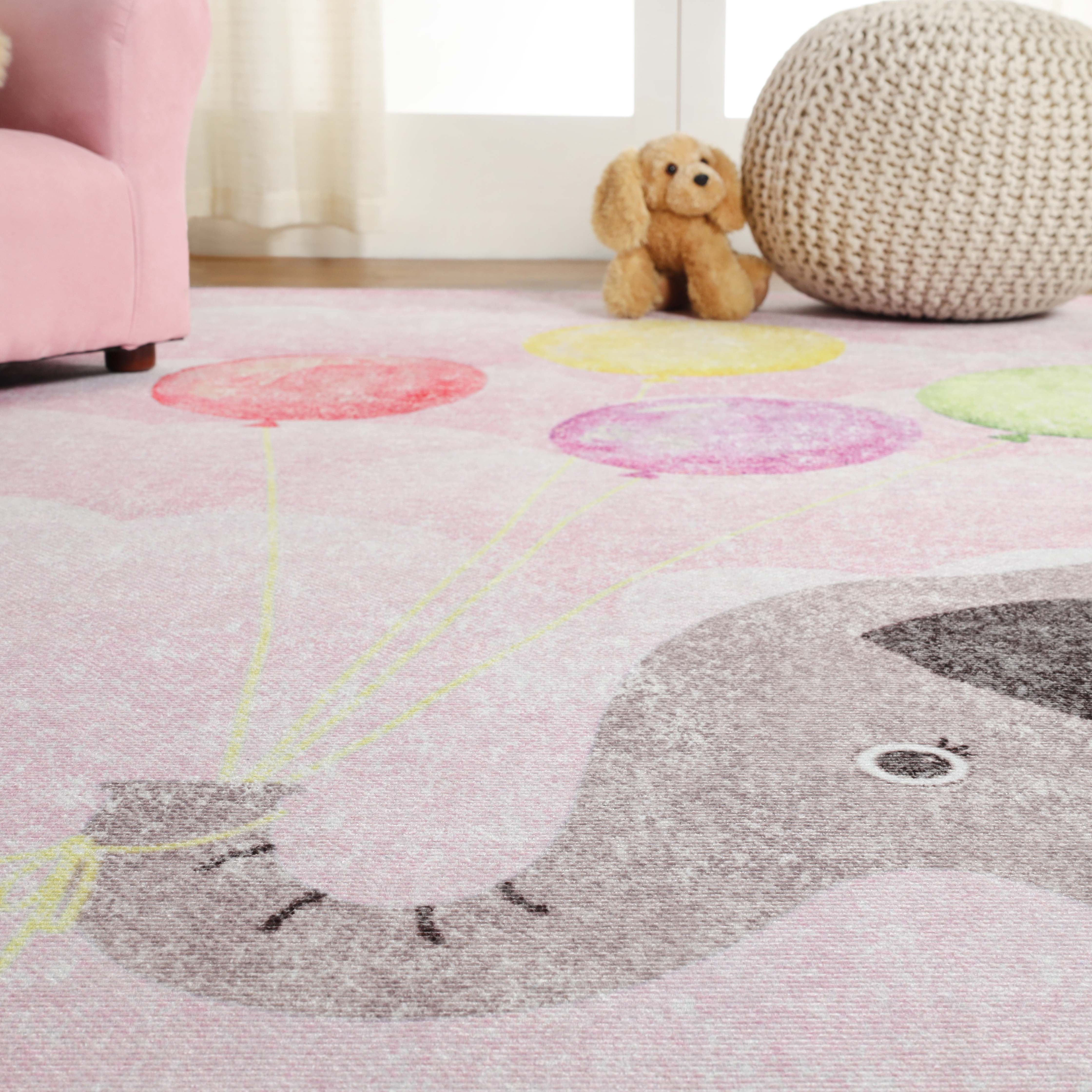 Vibrant Elephant Non-Slip Kids Playroom Rug - Soft & Safe Floor Mat for Nursery, Bedroom, and Play Areas