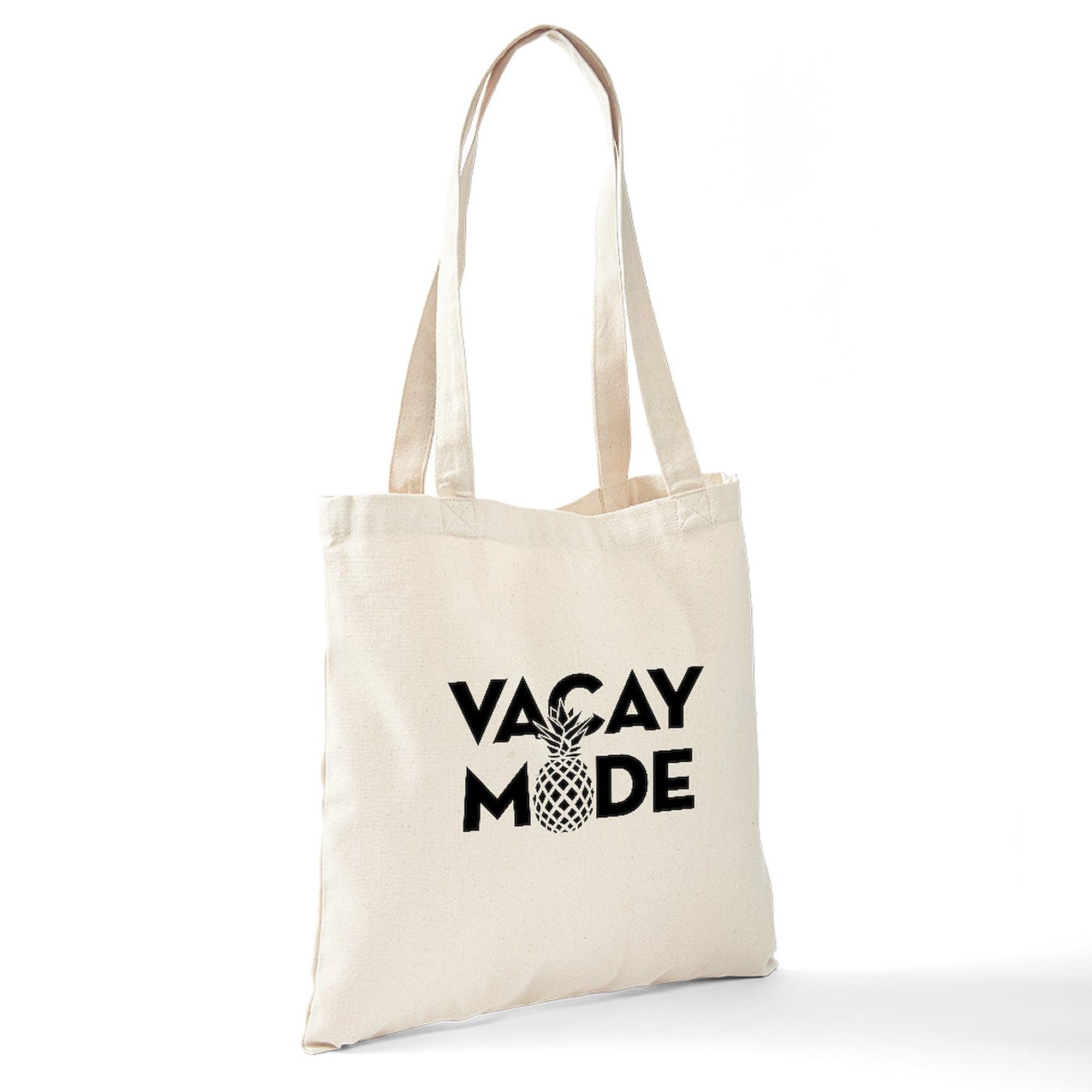 Vacay Mode Tote Bag - Natural Canvas Reusable Shopping Bag for Beach, Groceries & Travel | Eco-Friendly Cotton Tote with Spacious Design