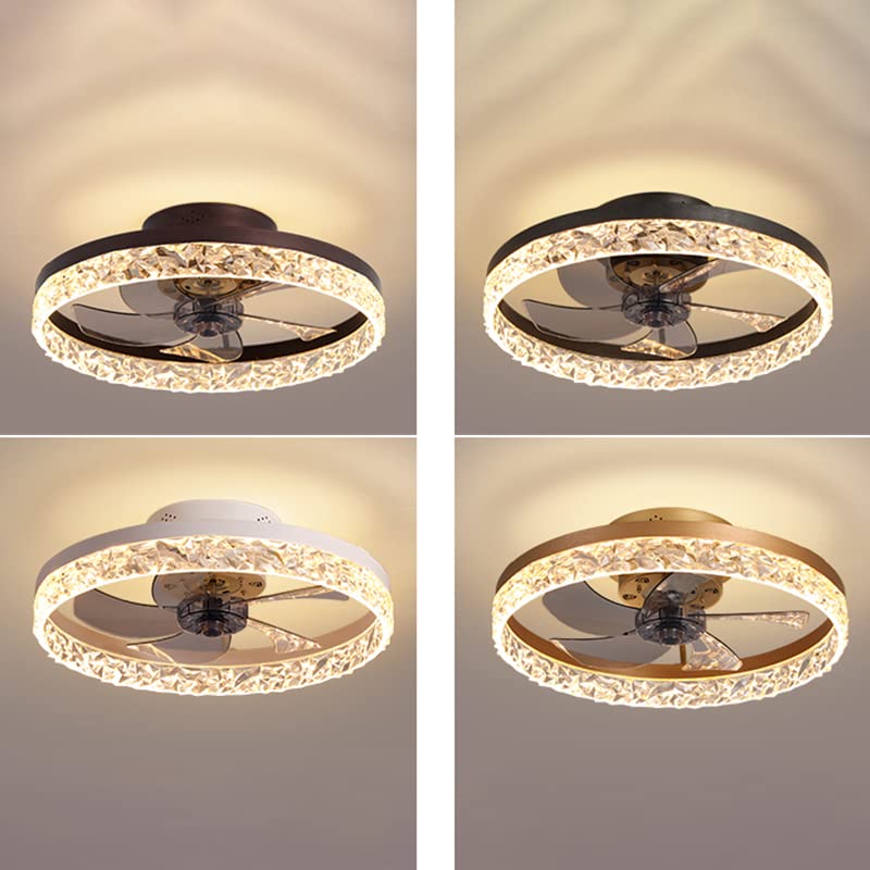 Modern Luxury LED Ceiling Fan with Remote - Dimmable Flush Mount Light & Acrylic Shade for Living Room, Bedroom, Hotel (110V-120V, Gold) - Perfect for Home Cooling and Stylish Interior Lighting