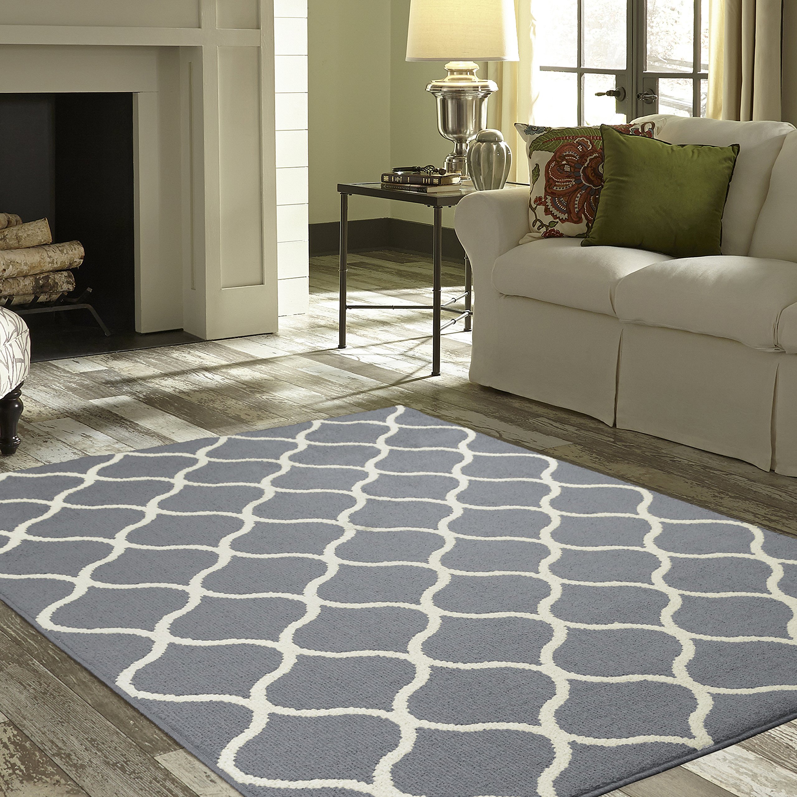 Maples Rugs Rebecca Modern 5x7 Area Rug - Soft Grey & White Contemporary Design for Living Room, Bedroom & Office - Handmade in USA - Perfect for Home Decor, Cozy Spaces & High-Traffic Areas