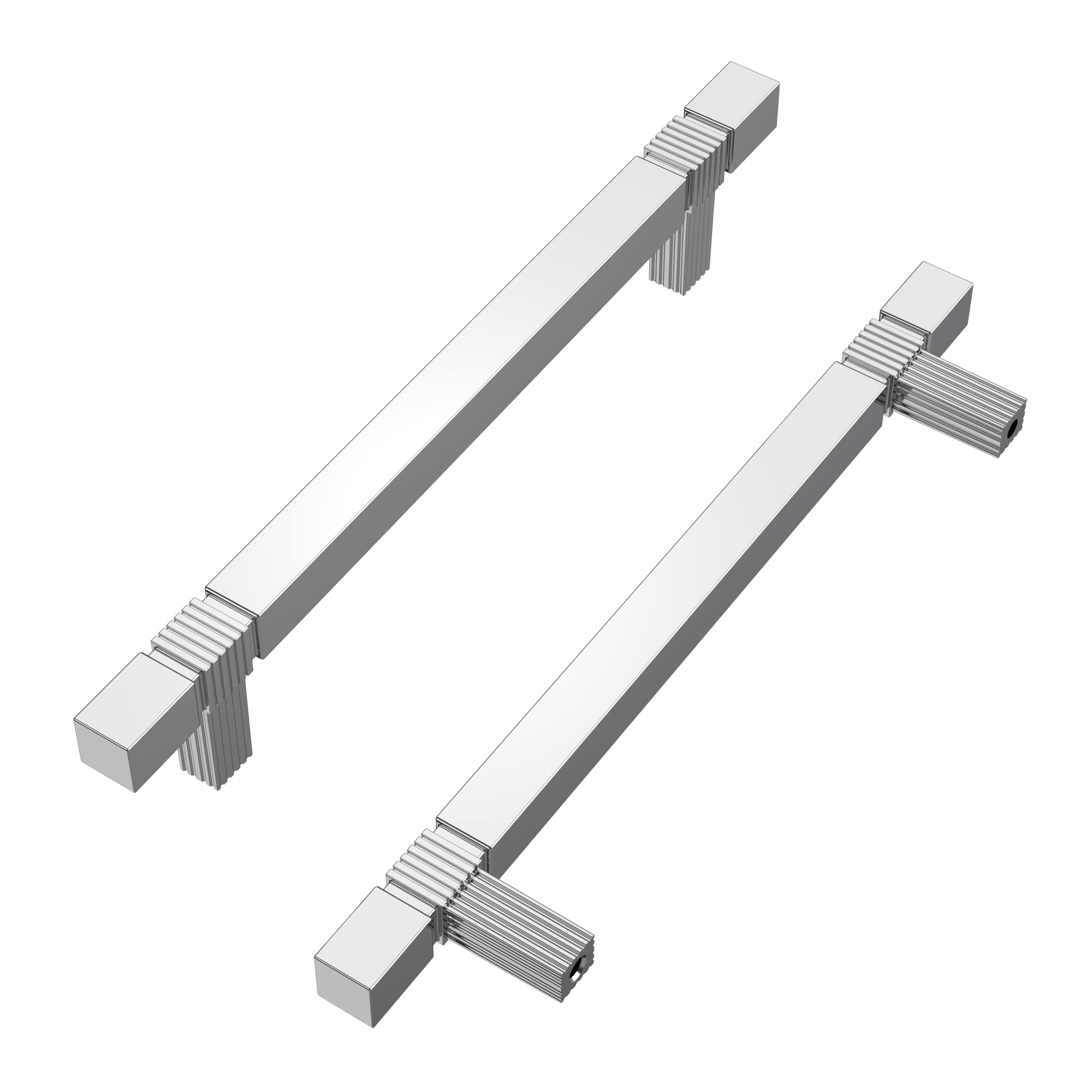10 Pack Polished Chrome Cabinet Pulls - 5 Inch (128mm) Hole Centers - Square Kitchen Cabinet Handles for Drawers & Cabinets - Modern Hardware Upgrade for Home Kitchen & Bathroom Renovation AL3086CP