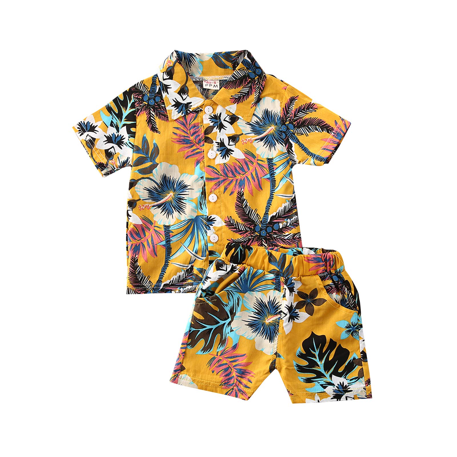 Boys Summer Shorts Set - Floral Shirt & Bermuda Shorts for Toddlers - Beach & Play Outfits